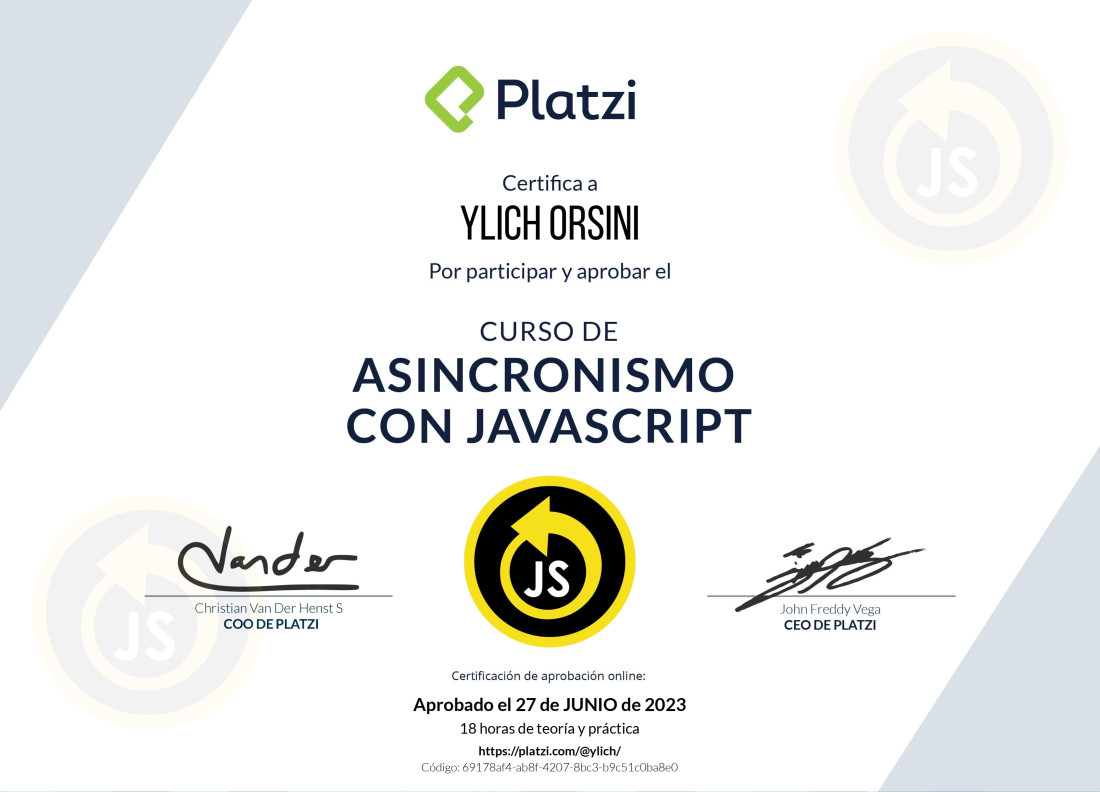 Diploma de curso de desarrollo