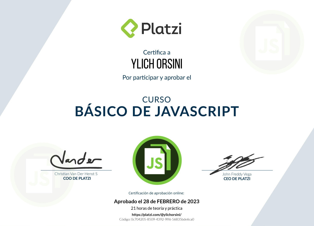 Diploma de curso de desarrollo