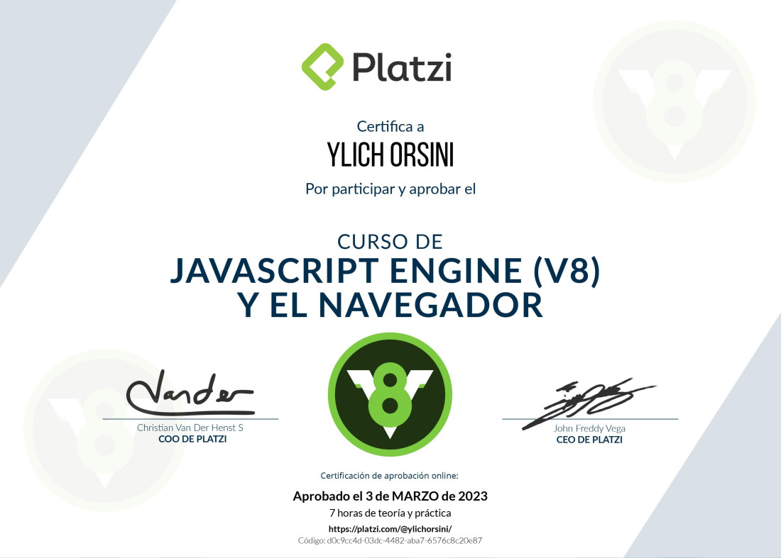Diploma de curso de desarrollo
